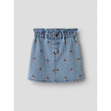 Lil'Atelier Medium Blue Denim Cherry Nmfdeva Loose Dnm Emb Nederdel 2024-Es Lil