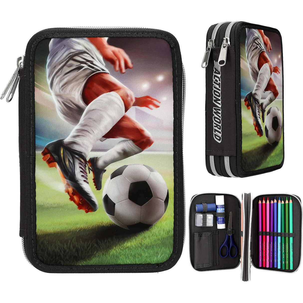 Dino World Action Word Dobbelt Pencil Case Football