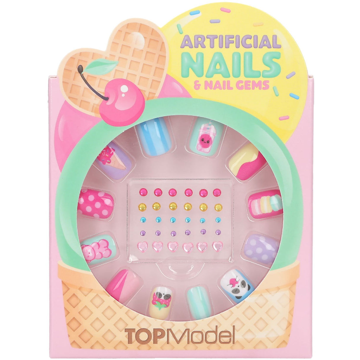 TOPModel Candy Glam Artificial Nails Og Deco Stone Sæt