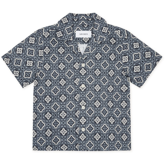 Les Deux Kids Blue Fog Lukas Arabesque AOP SS Skjorte