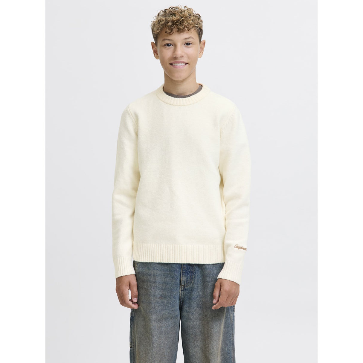 Jack & Jones Junior Sea Salt Jornorrebro Strik Crew Neck Ln Jnr