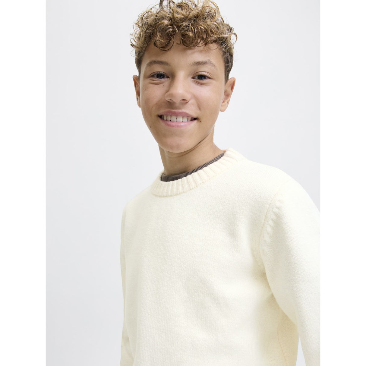 Jack & Jones Junior Sea Salt Jornorrebro Strik Crew Neck Ln Jnr