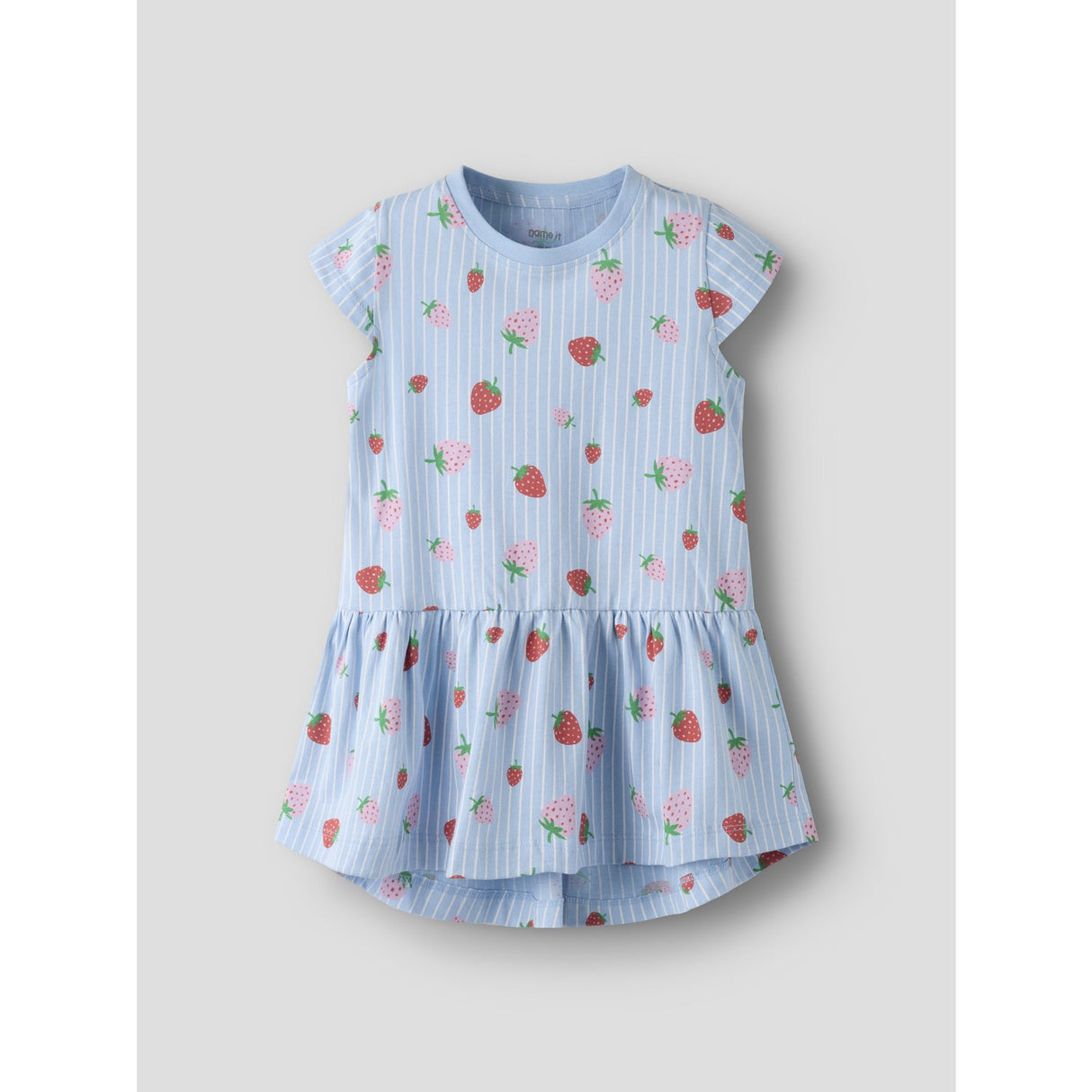 Name It Chambray Blue Striped Strawberry Nmfvigga Capsl Kjole F1 Noos