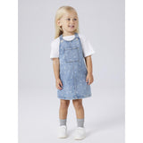 Name It Medium Blue Denim Flower Nmfrosa Kort Dnm Bibskirt 3555-On Noos