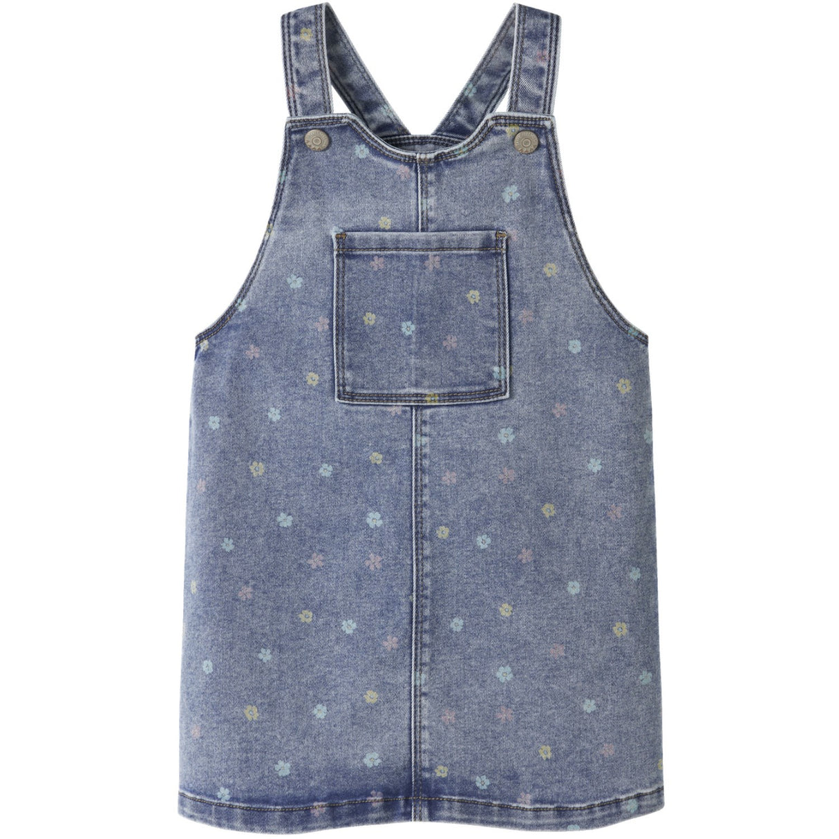 Name It Medium Blue Denim Flower Nmfrosa Kort Dnm Bibskirt 3555-On Noos