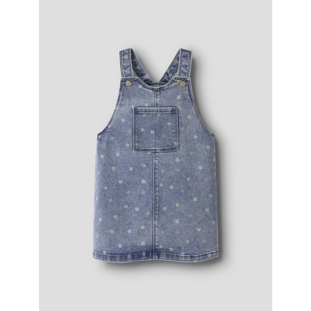 Name It Medium Blue Denim Flower Nmfrosa Kort Dnm Bibskirt 3555-On Noos