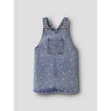 Name It Medium Blue Denim Flower Nmfrosa Kort Dnm Bibskirt 3555-On Noos