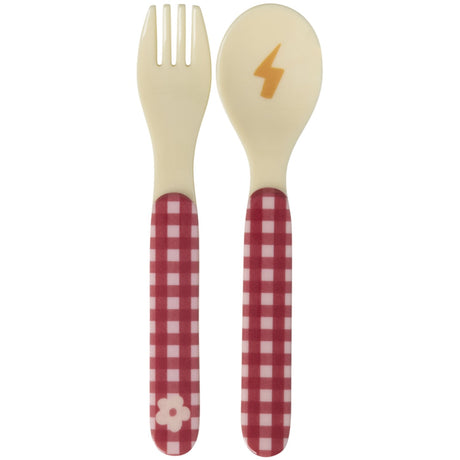 Rice Kids Melamin Ske Og Fork Med Hero Print - Pink