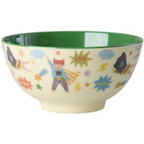 Rice Melamin Skål Med Hero Print - Medium - Green - 700 Ml