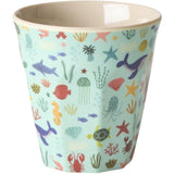 Rice Melamin Kop Med Blue Ocean Print - Medium - 250 Ml