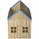 Rice Paper Rope Magazine Holder In House Shape Med Blue Details