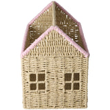 Rice Paper Rope Magazine Holder In House Shape Med Pink Details