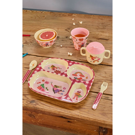 Rice Melamin Baby Dinner Sæt In Giftbox - Hero Print - Pink - 4 Pcs