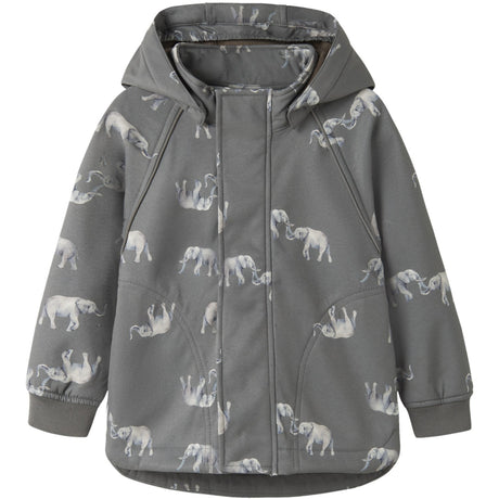 Name It Quiet Shade Elephant Nmmalfa08 Softshell Jakke AOP Fo1