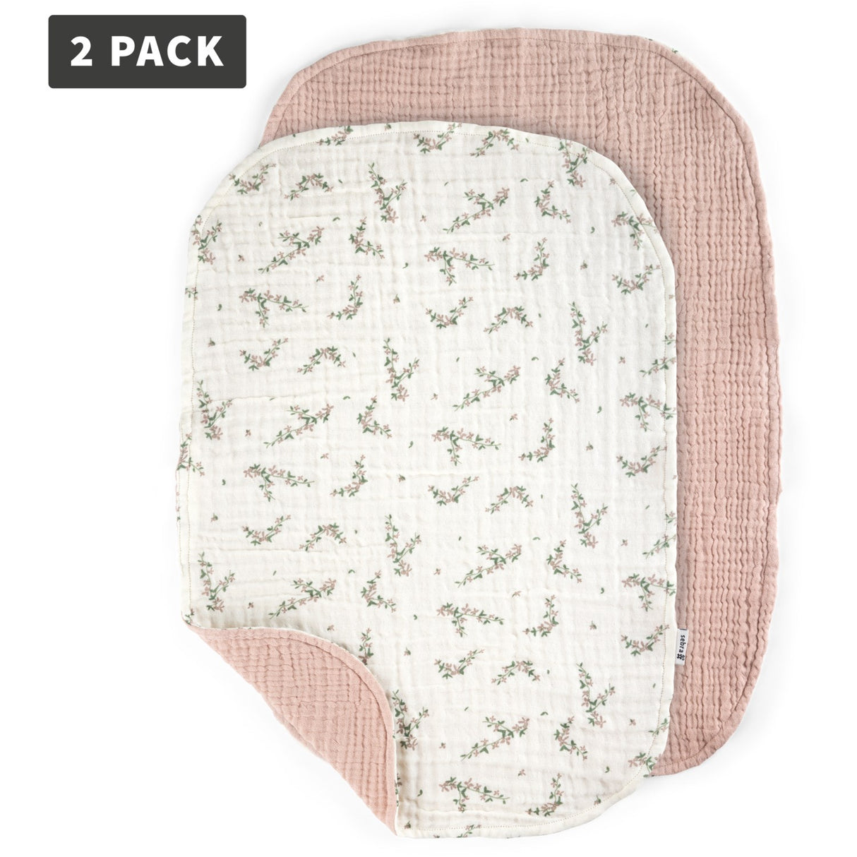 Sebra Rose Powder Blossom Changing Mat Towels 2-Pak Muslin