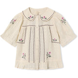 Fliink Sandshell Dobby Ss Rose Embr Bluse