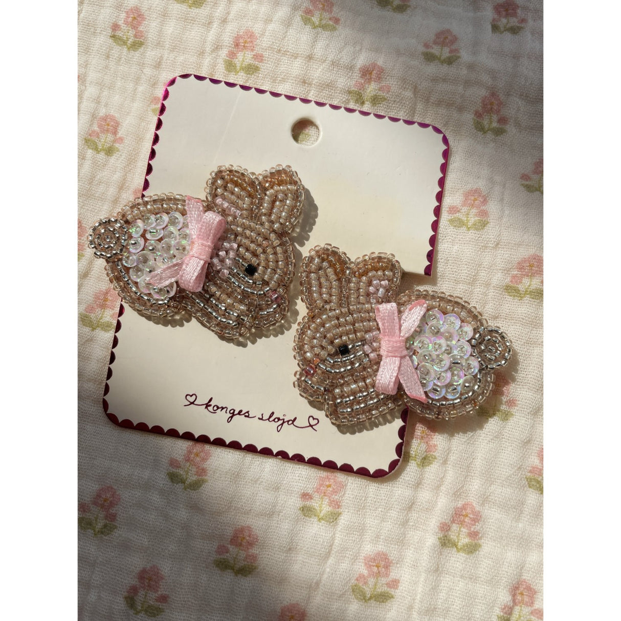 Konges Sløjd Bunny 2 Pak Beaded Bunny Hair Clips