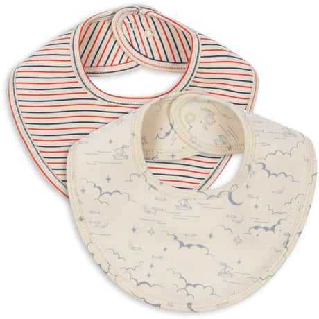 Konges Sløjd Stripe Tricolore Petit/Cielo Marino Basic 2 Pak Hagesmække