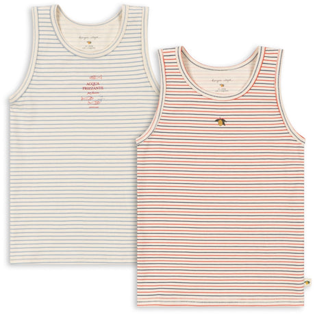 Konges Sløjd Stripe Bluie/Stripe Tricolore Petit Basic 2 Pak Tank Tops Gots