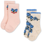 Konges Sløjd Amarena/Tramonto 2 Pak Flower Og Cherry Jacquard Strømper