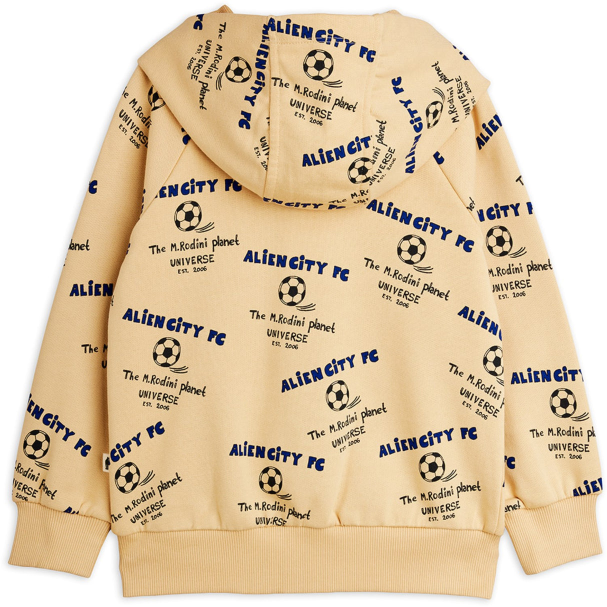 Mini Rodini Beige Alien City Fc AOP Zip Hættetrøje