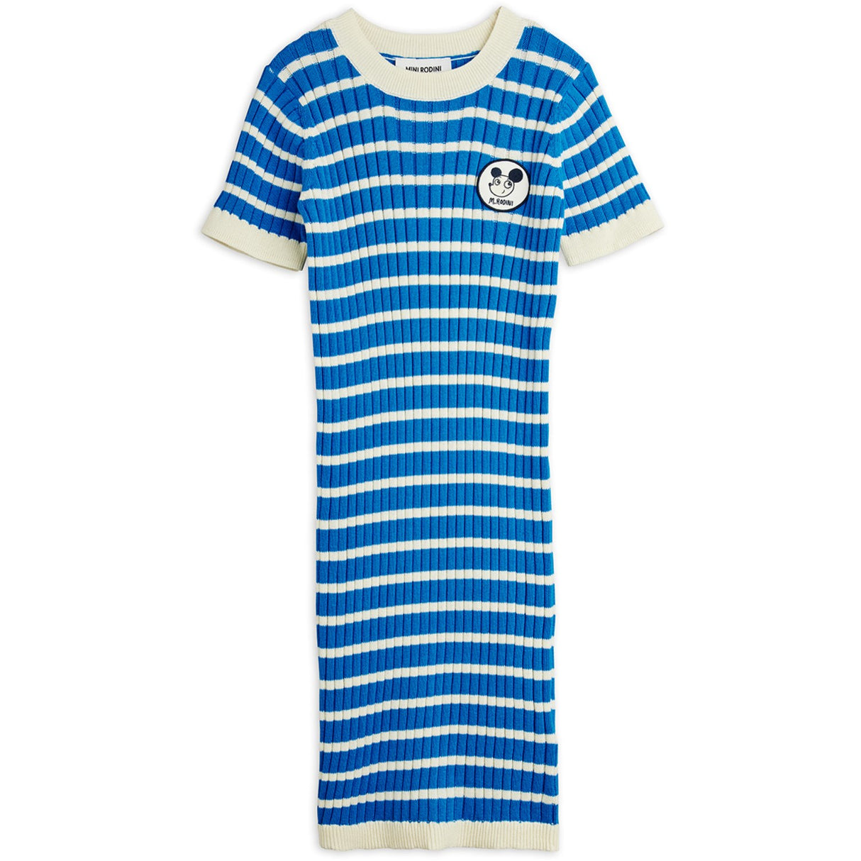 Mini Rodini Blue Ritzratz Patch Rib Strikket Stripe Ss Kjole