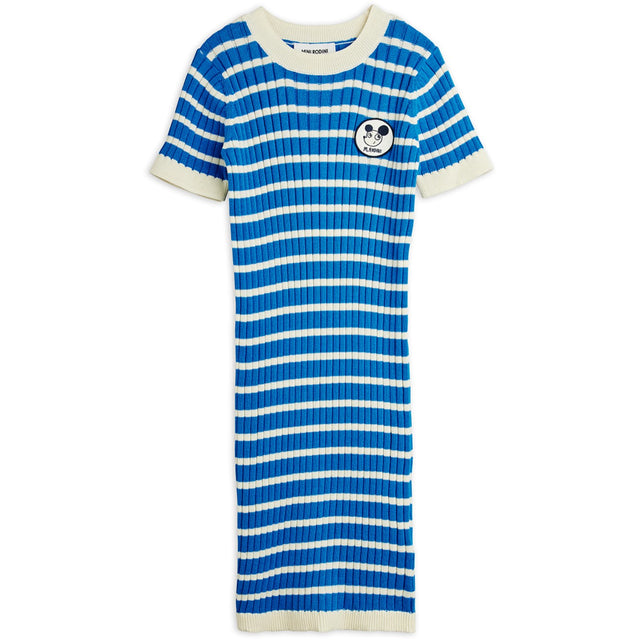 Mini Rodini Blue Ritzratz Patch Rib Strikket Stripe Ss Kjole