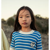 Mini Rodini Blue Ritzratz Patch Rib Strikket Stripe Ss Kjole