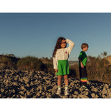 Mini Rodini Green Plain Piping Sweatshorts