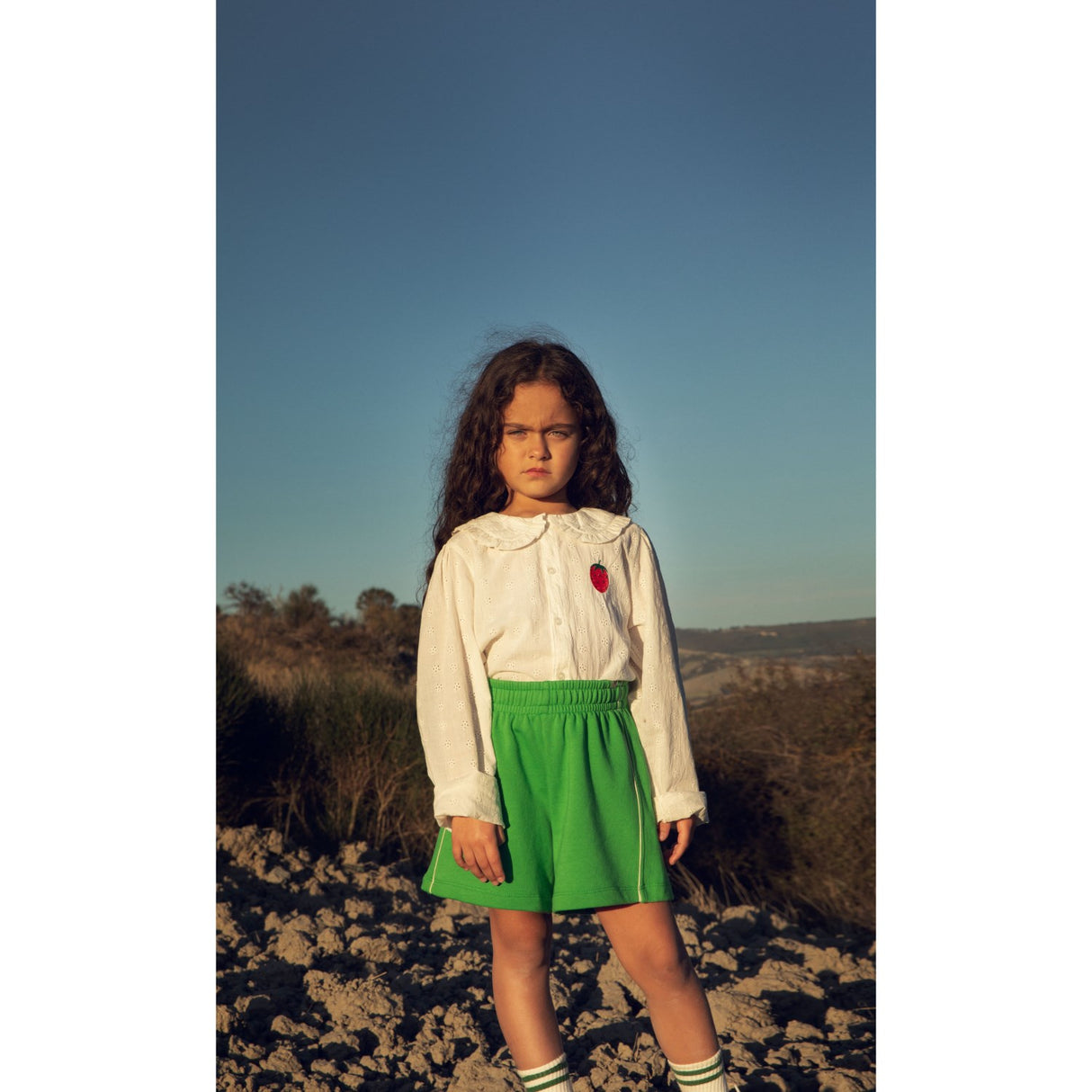 Mini Rodini Green Plain Piping Sweatshorts