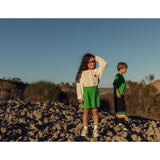 Mini Rodini Green Plain Piping Sweatshorts