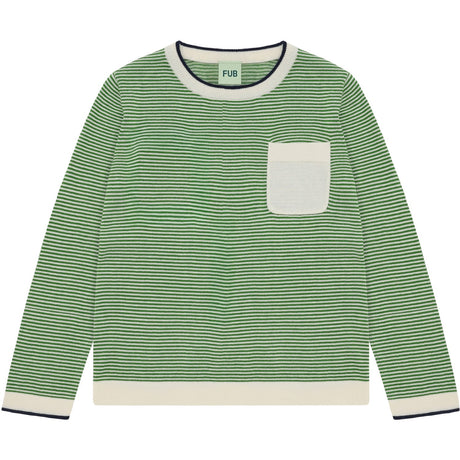 FUB Ecru/Pine Striped Crew