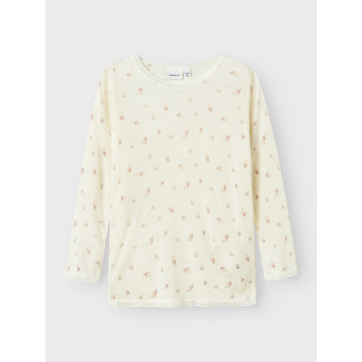 Name It Snow White Small Flowers Nmfwang Uld Needle Ls Top Noos