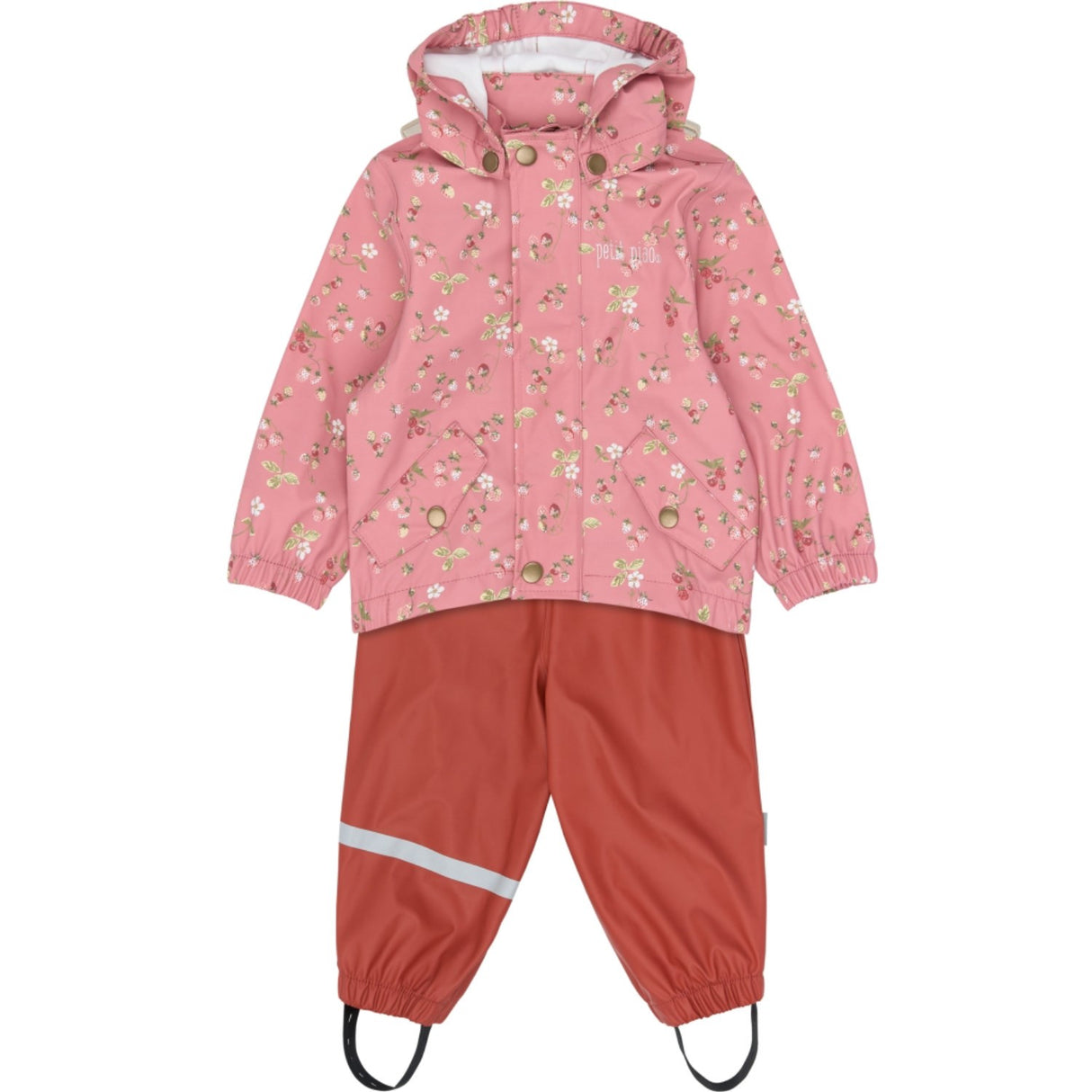 Petit Piao Dusty Rose Strawberry AOP PPDai Regntøj Sæt W. Susp.
