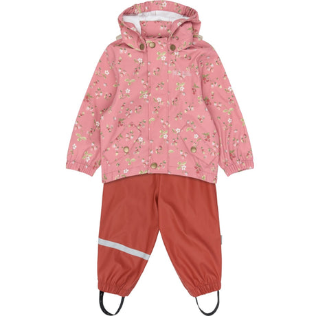 Petit Piao Dusty Rose Strawberry AOP PPDai Regntøj Sæt W. Susp.