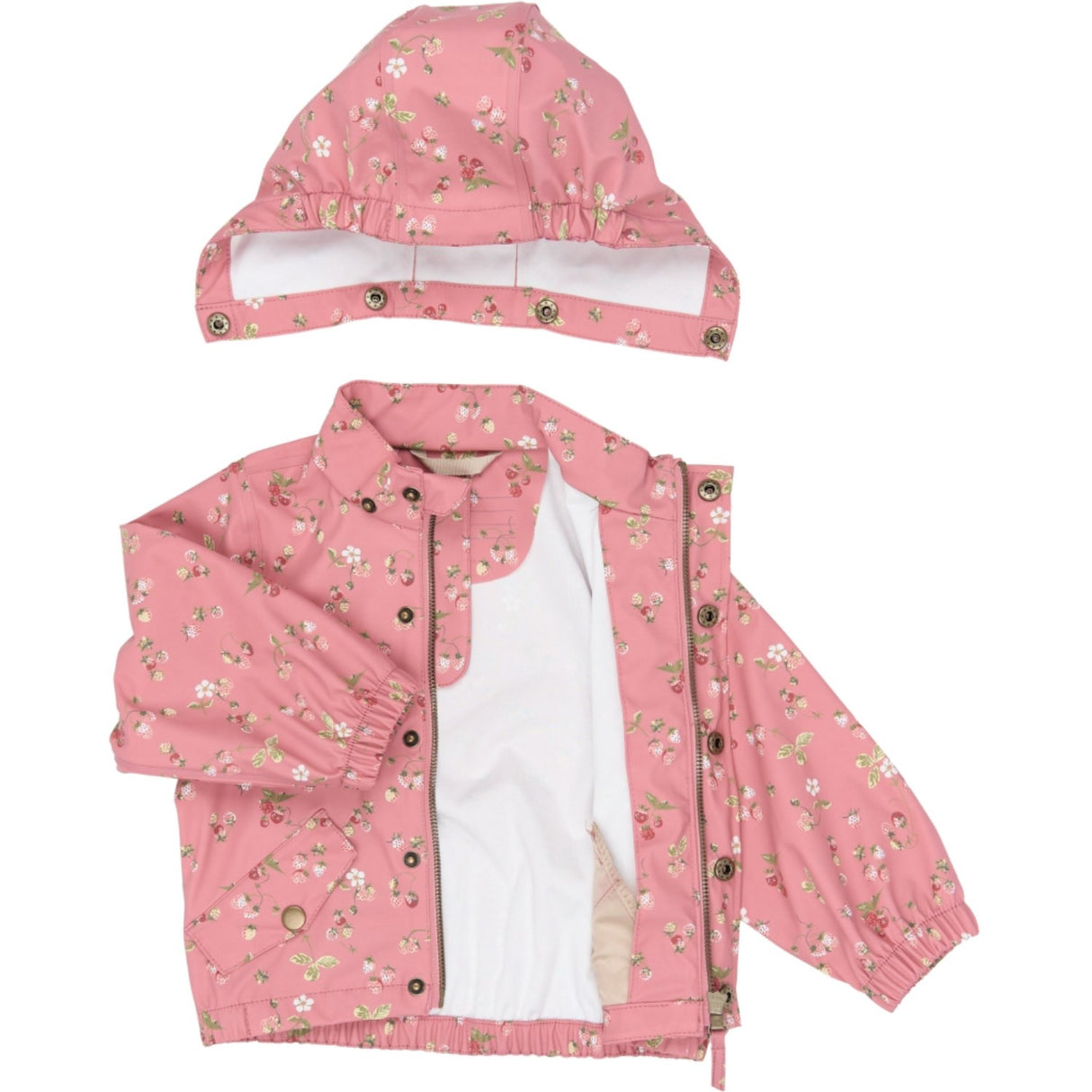 Petit Piao Dusty Rose Strawberry AOP PPDai Regntøj Sæt W. Susp.