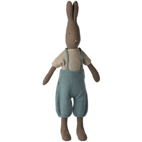 Maileg Kanin, Størrelse 3 - Brun - Strikket Blue Og Overall