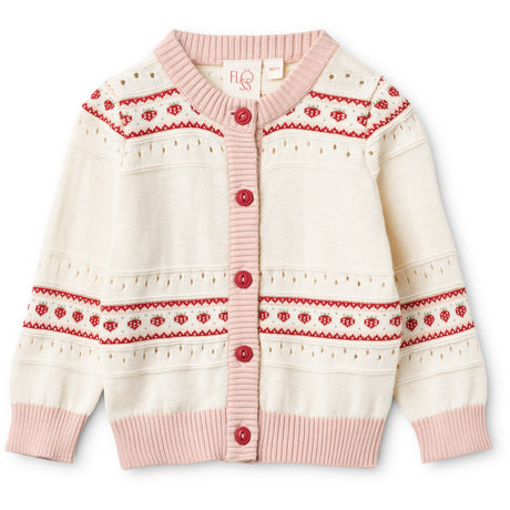 Flöss Soft White/Berry Stripe Lelou Cardigan