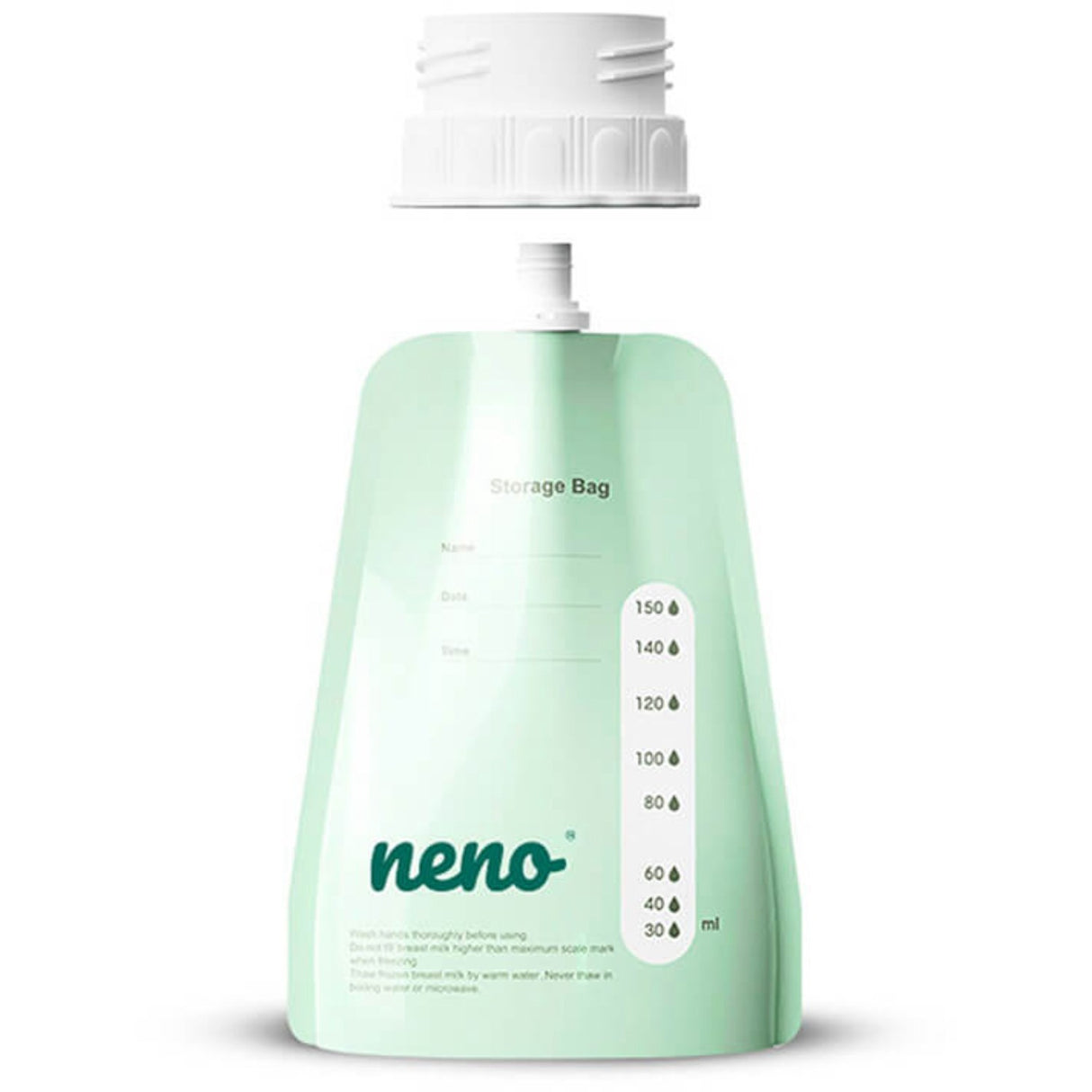 Neno Grøn Opbevaringsposer Brystmælk 20 Poser + Adapter