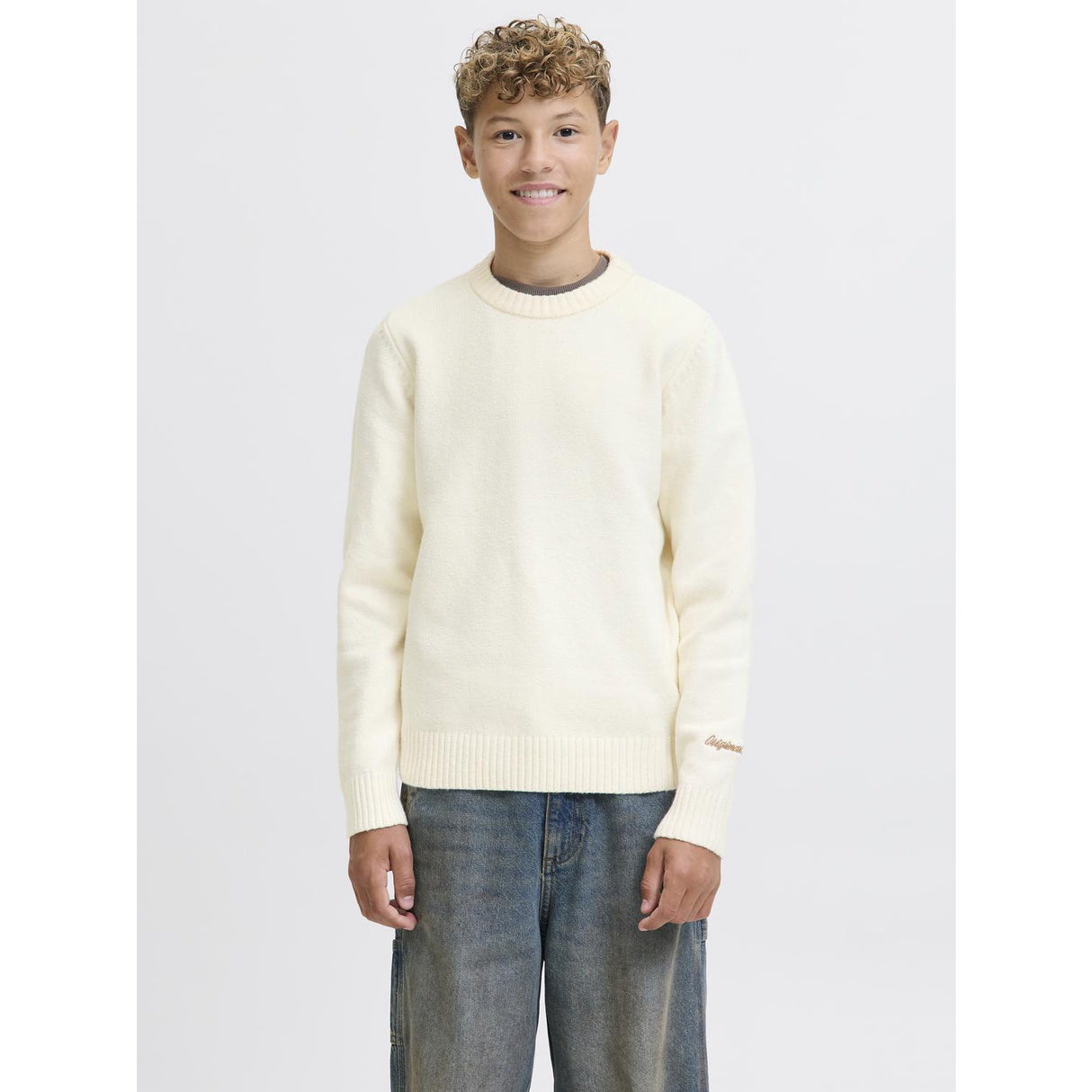 Jack & Jones Junior Sea Salt Jornorrebro Strik Crew Neck Ln Jnr