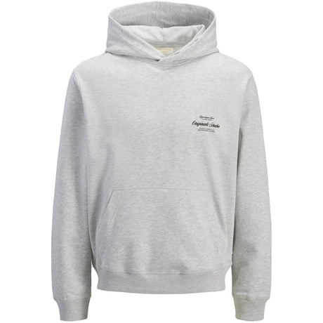 Jack & Jones Junior White Melange Jornorrebro Typo Back Sweat Hætte Sn Jnr