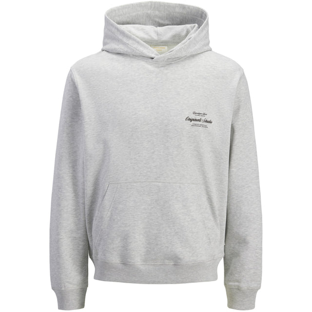 Jack & Jones Junior White Melange Jornorrebro Typo Back Sweat Hætte Sn Jnr