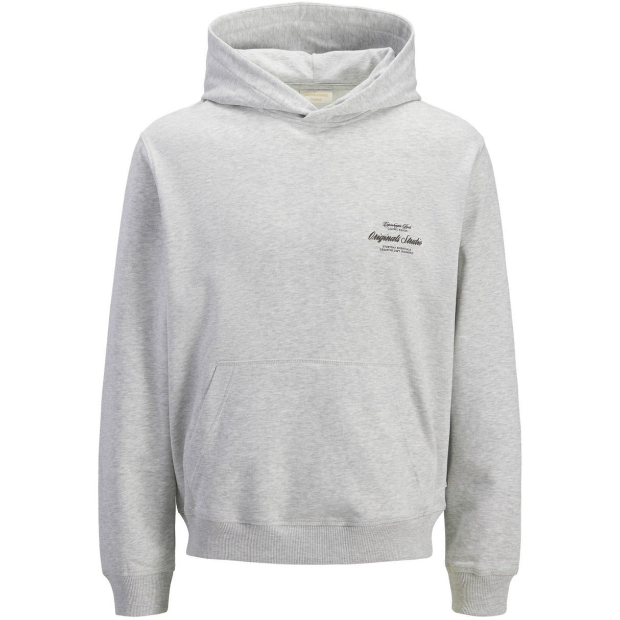 Jack & Jones Junior White Melange Jornorrebro Typo Back Sweat Hætte Sn Jnr