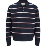 Jack & Jones Junior Sky Captain Sea Salt / Chocolate Truffle Joratocha Strik Stripe Polo Jnr