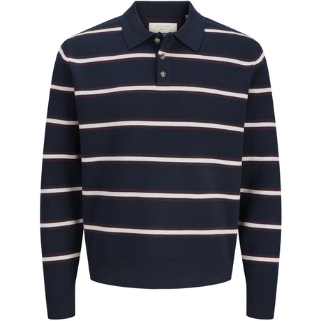Jack & Jones Junior Sky Captain Sea Salt / Chocolate Truffle Joratocha Strik Stripe Polo Jnr