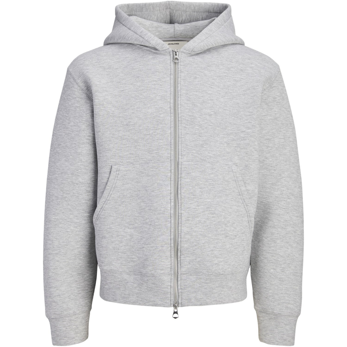 Jack & Jones Junior Light Grey Melange Jcolegacy Sweat Scuba Zip Hætte Sn Jnr