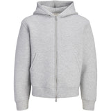 Jack & Jones Junior Light Grey Melange Jcolegacy Sweat Scuba Zip Hætte Sn Jnr