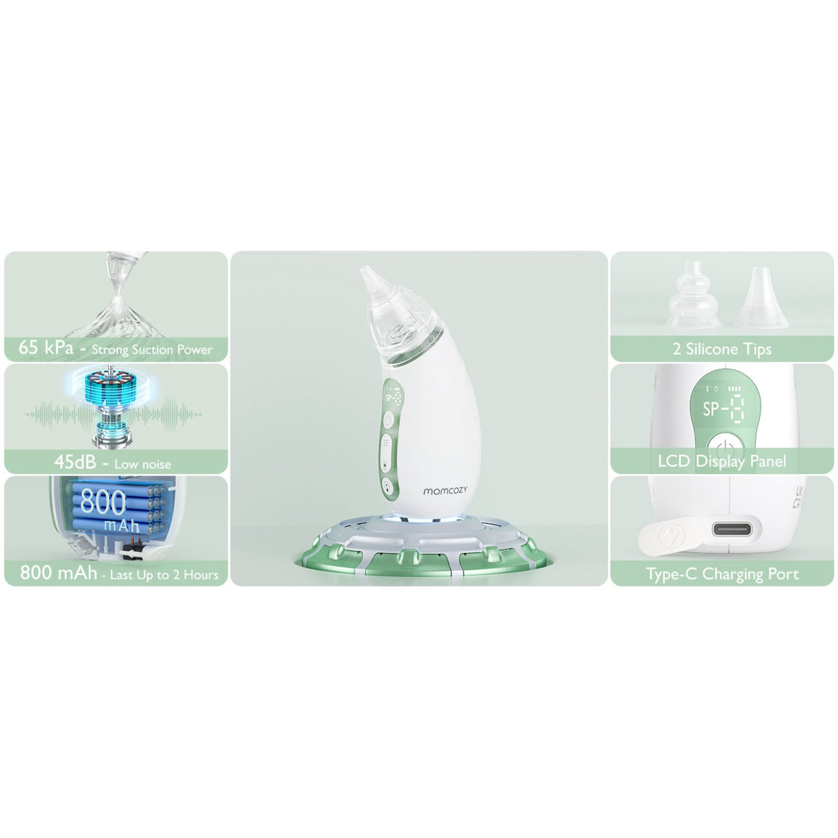 Momcozy Baby Nasal Aspirator- Lang Batteri Levetid