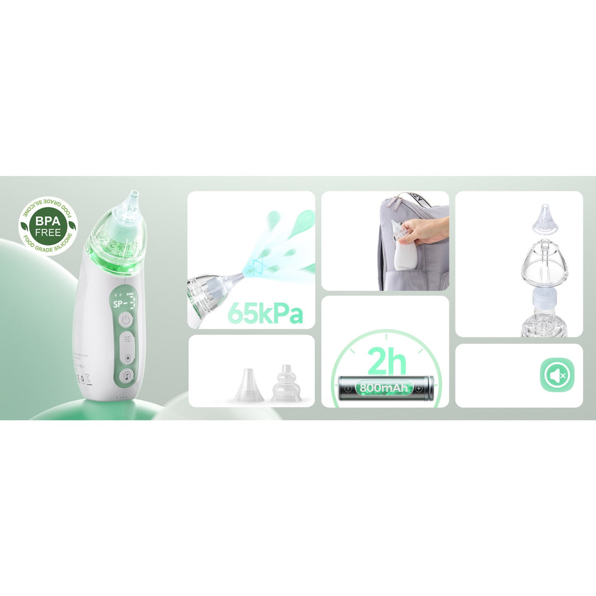 Momcozy Baby Nasal Aspirator- Lang Batteri Levetid