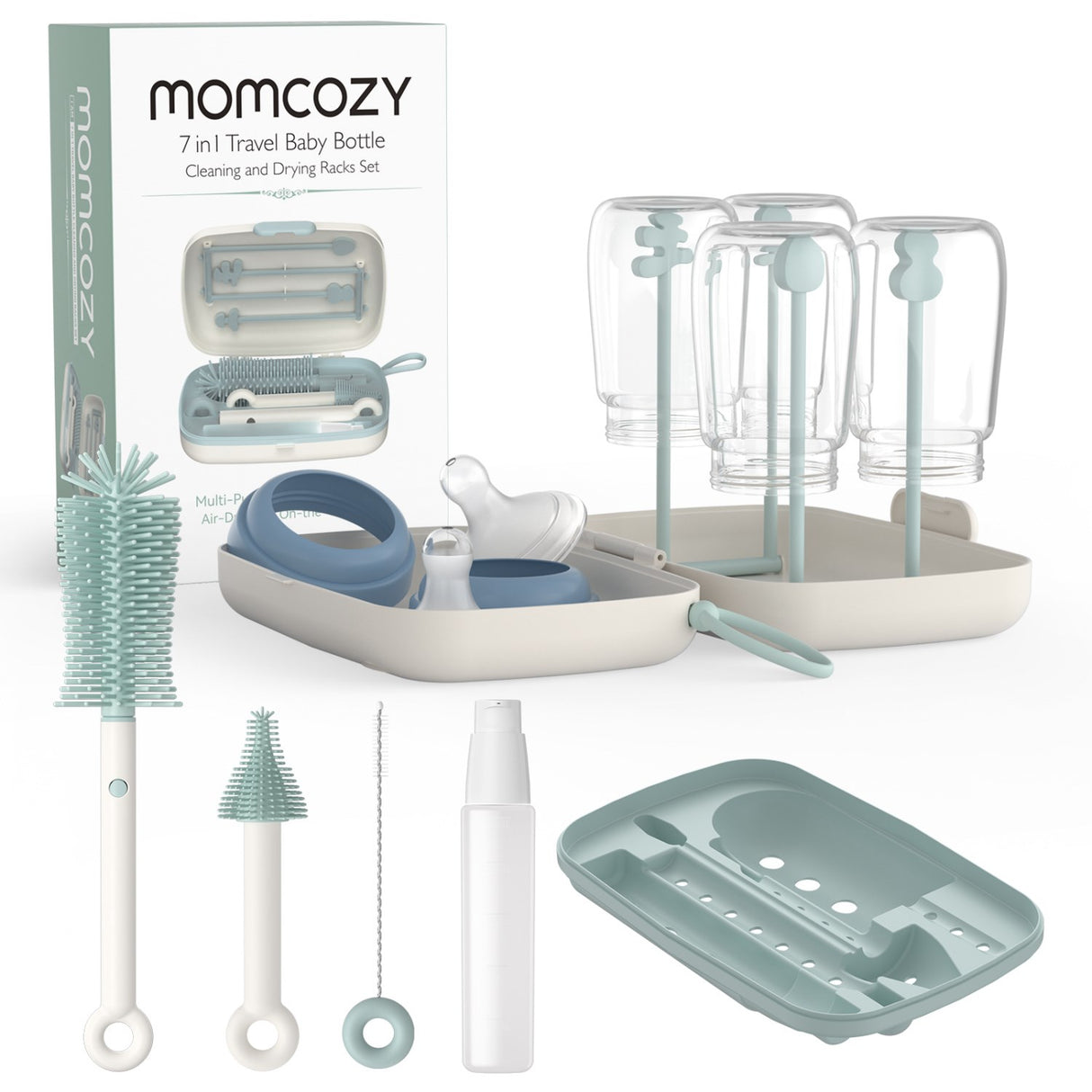Momcozy Green 7 In 1 Baby Flaske Børste Sæt